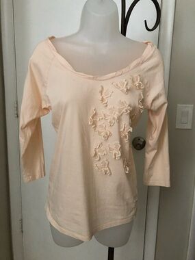 GAP Peach 3/4 length Scoop Neck Top with Appliqué